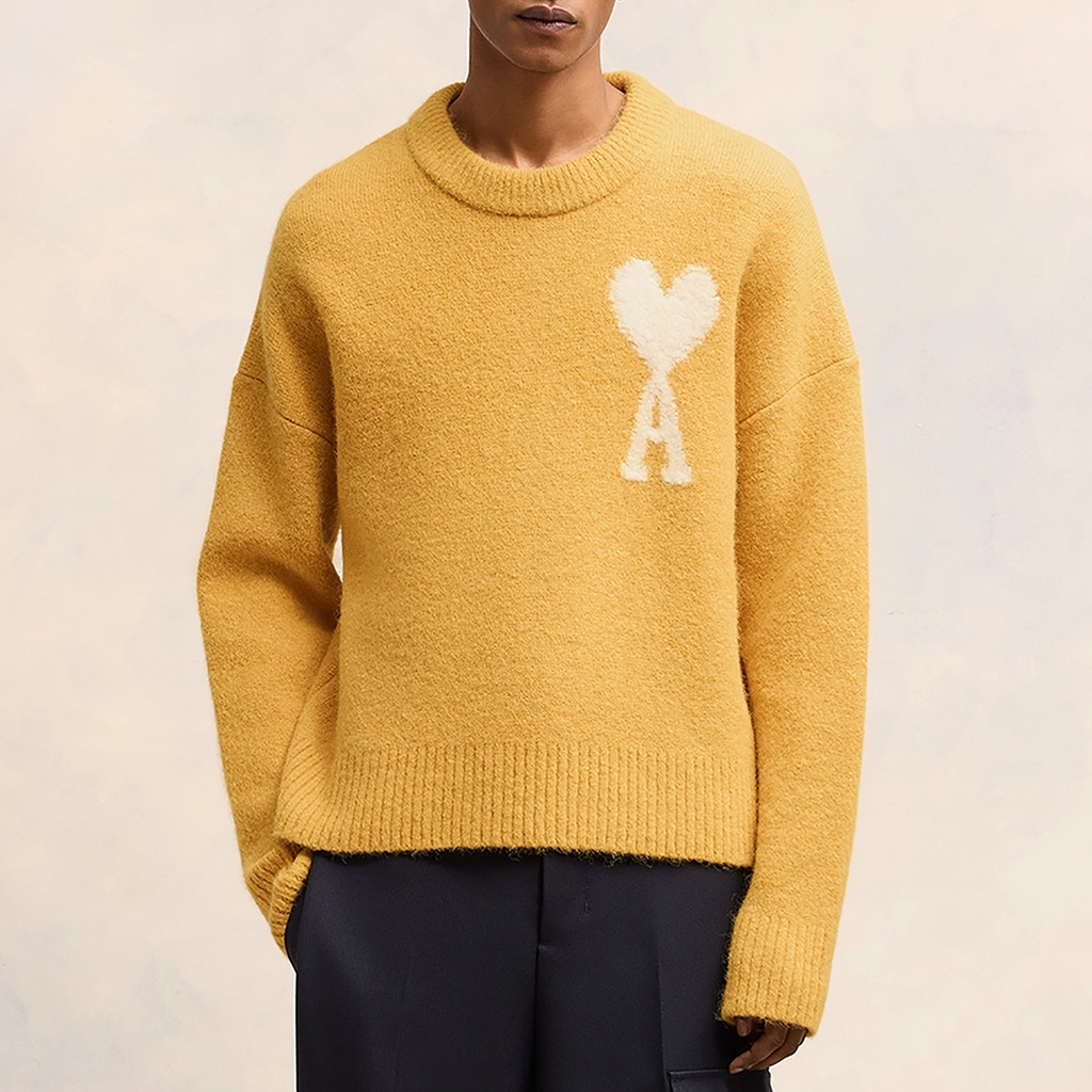 AMI Paris Off White De Coeur Alpaca-Blend Jumper - XL